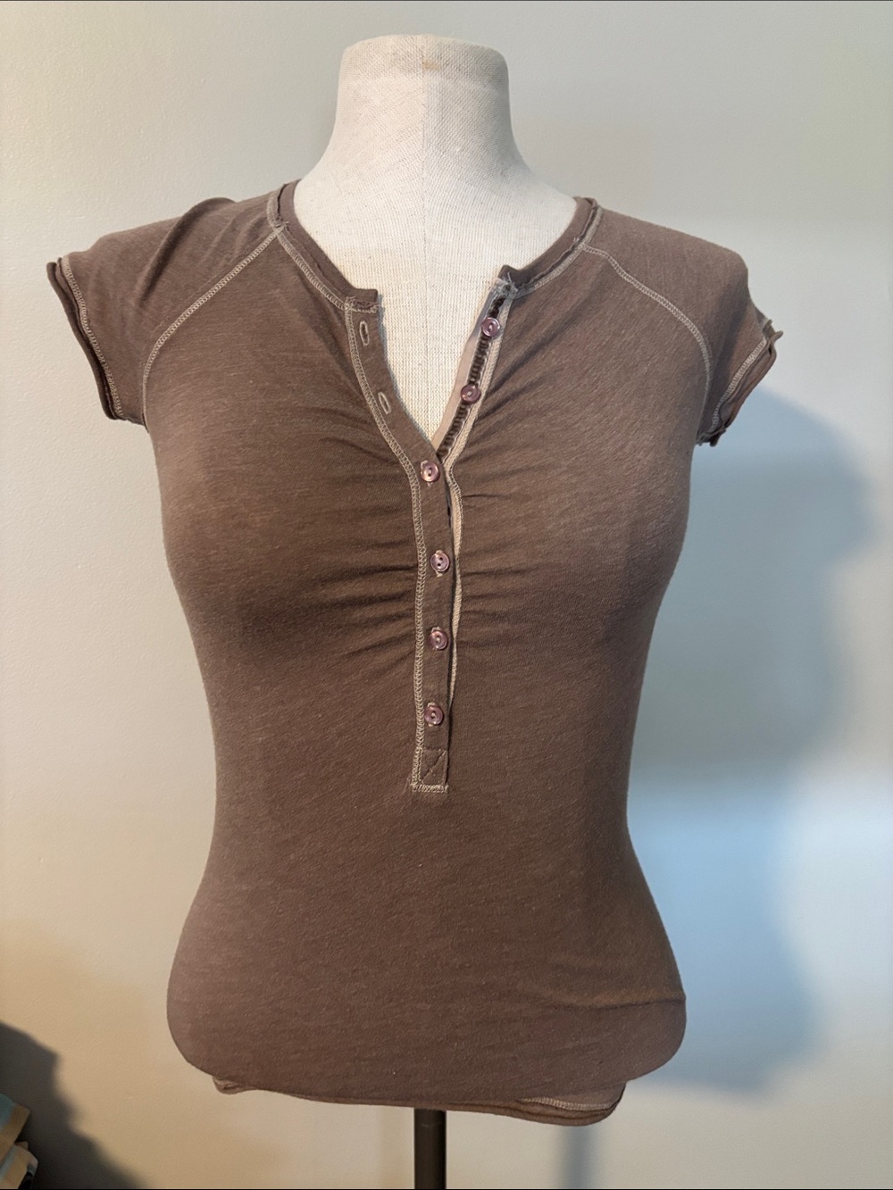 abercrombie kids Brown Short Sleeve Henley Tee